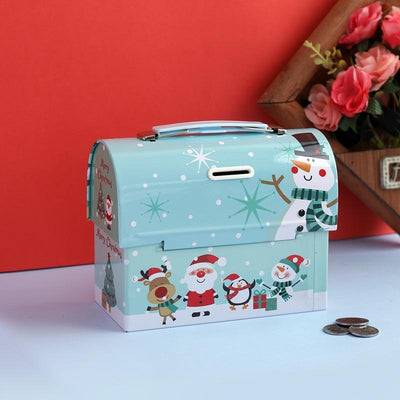 Merry Christmas Sky Blue Trunk Box Piggy Bank Default Title