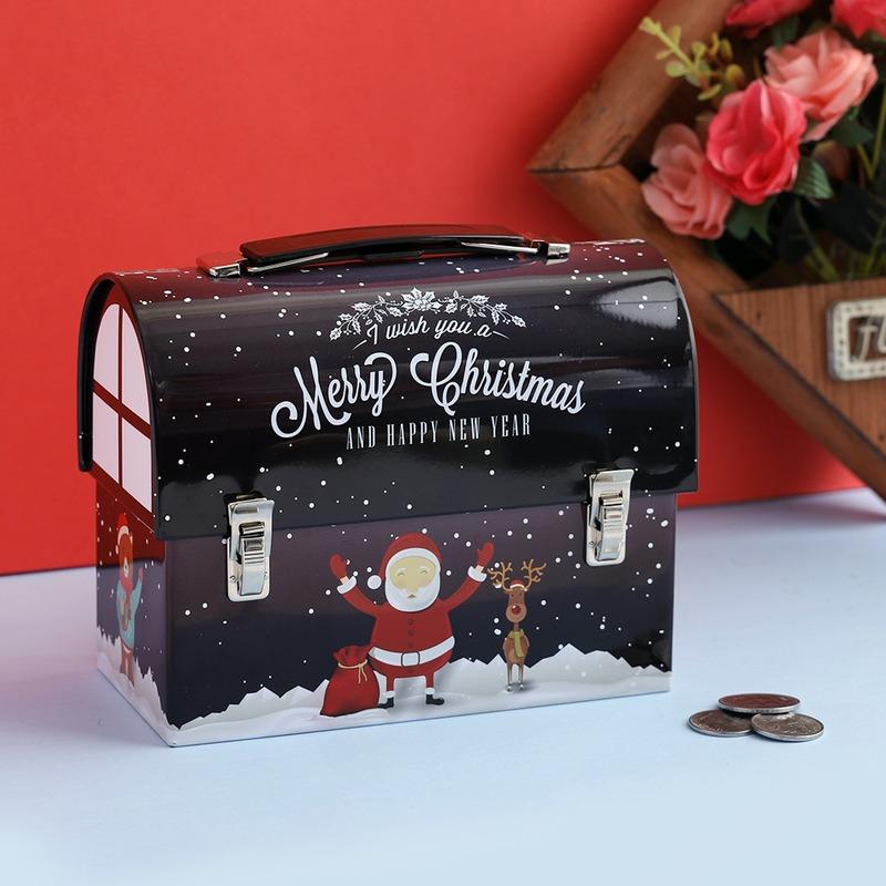 Merry Christmas Navy Blue Trunk Box Piggy Bank Default Title