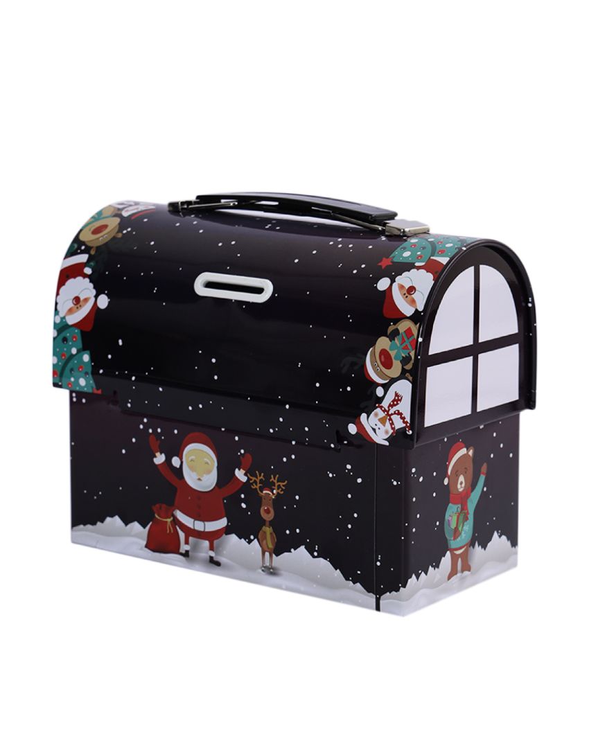 Merry Christmas Navy Blue Trunk Box Piggy Bank