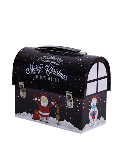 Merry Christmas Navy Blue Trunk Box Piggy Bank