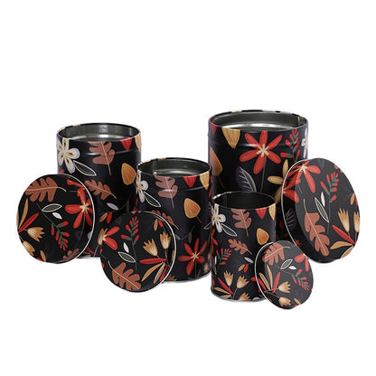 Black Long Dark Floral Storage Tins | Set of 4 Default Title