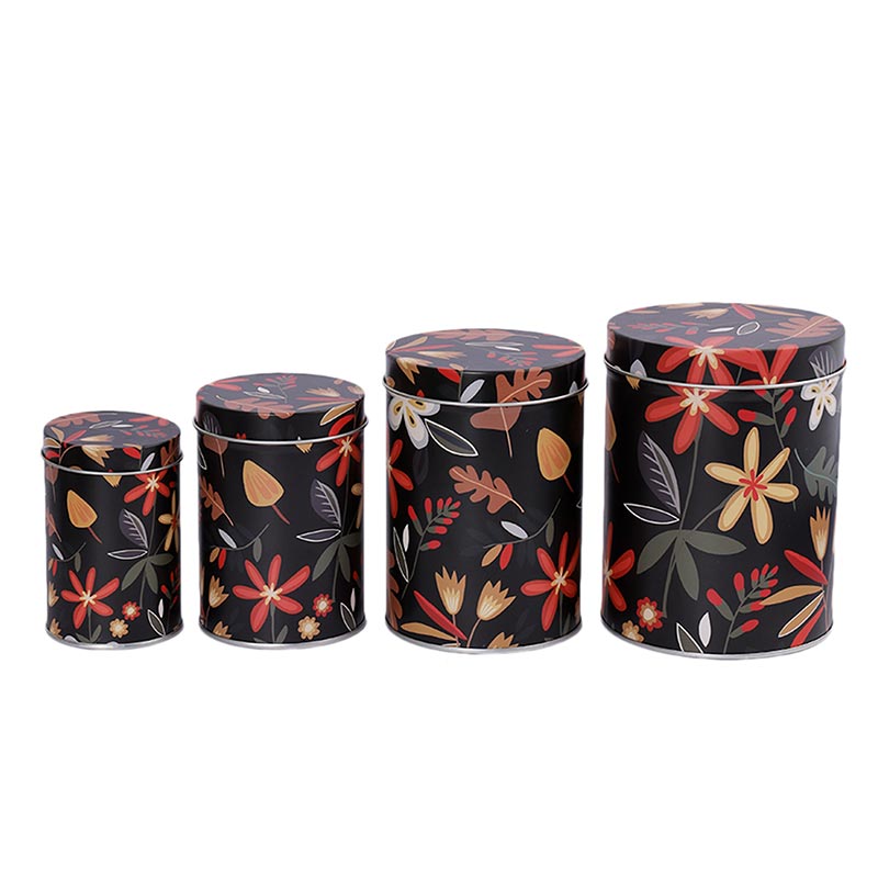 Black Long Dark Floral Storage Tins | Set of 4 Default Title