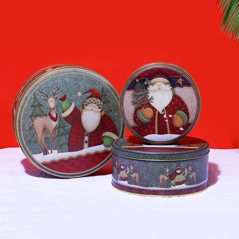 Santa & Reindeer Round Storage Box | Set Of 3 Default Title