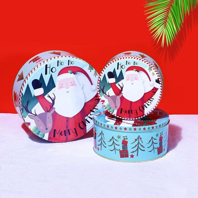 Joyful Santa Round Storage Box | Set Of 3 Default Title