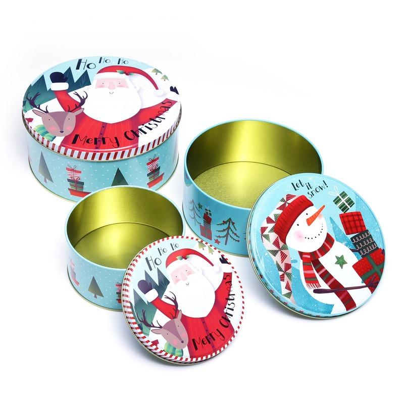 Joyful Santa Round Storage Box | Set Of 3 Default Title