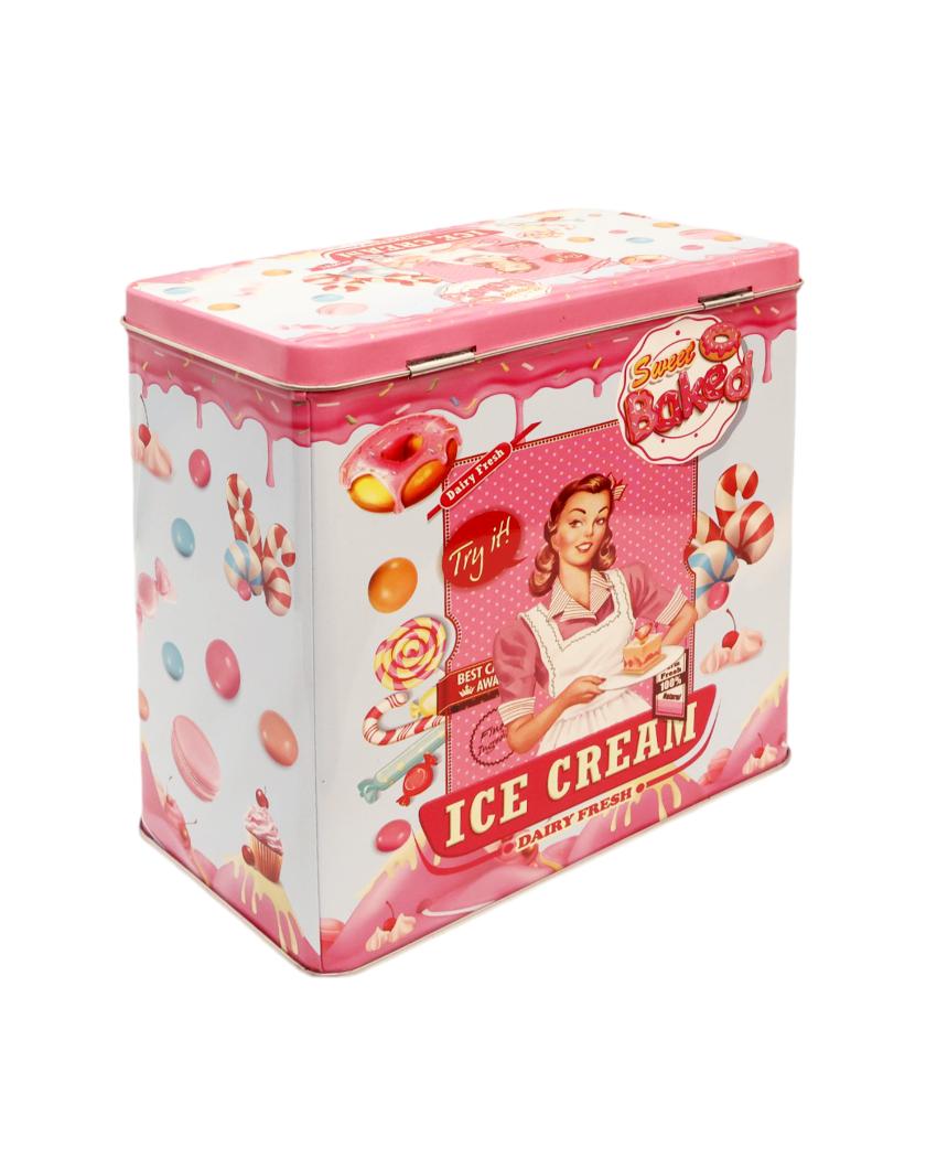 Vintage Ice-cream Kitchen Essentials Metal Storage Box | 6 x 4 x 7 inches