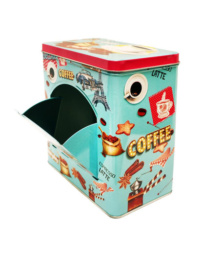 Retro Coffee Kitchen Essentials Metal Storage Box | 6 x 4 x 7 inches