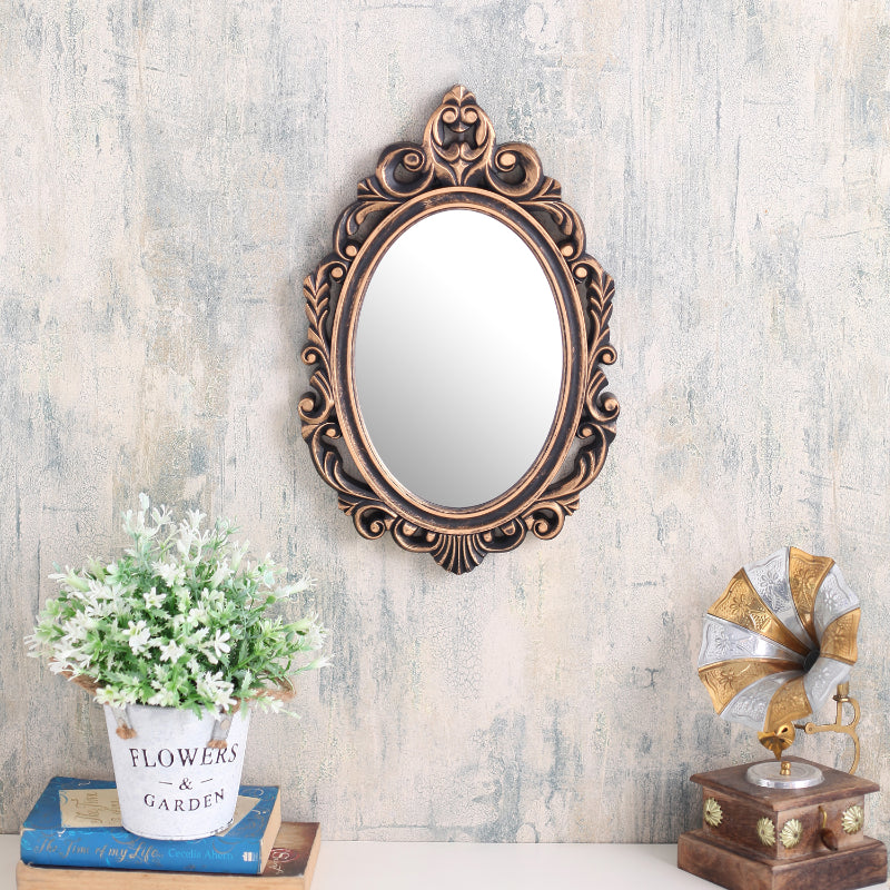 Oval Abstract Border Mirror | Multiple Colors Copper