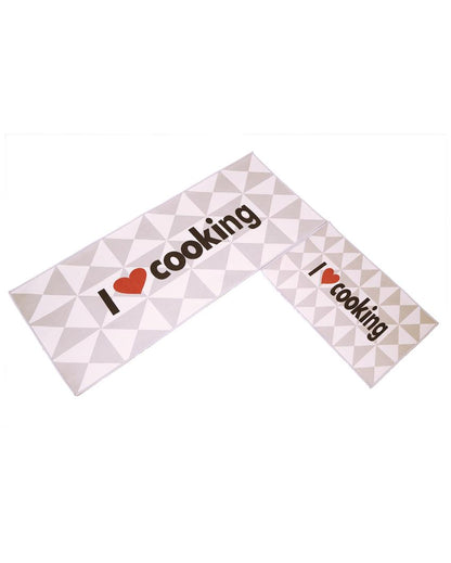 I Love Cooking Nylon Kitchen Floor Mats | Set of 2