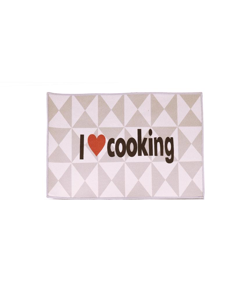 I Love Cooking Nylon Kitchen Floor Mats | Set of 2