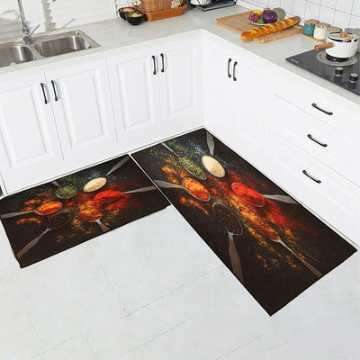 Splashing Spices Nylon Kitchen Floor Mats | Set of 2