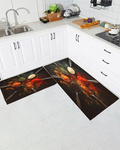 Splashing Spices Nylon Kitchen Floor Mats | Set of 2