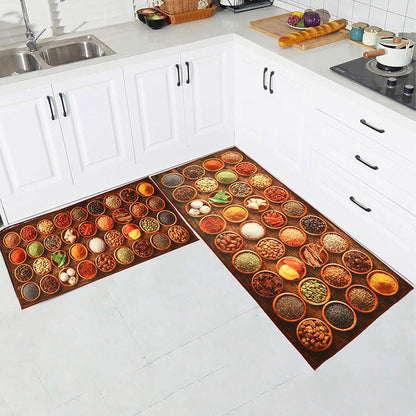 Flavours of India Nylon Kitchen Floor Mats | Set of 2