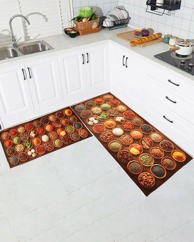 Flavours of India Nylon Kitchen Floor Mats | Set of 2