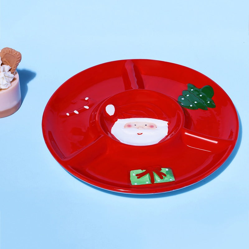 Round Christmas Ceramic Serving Platter Default Title