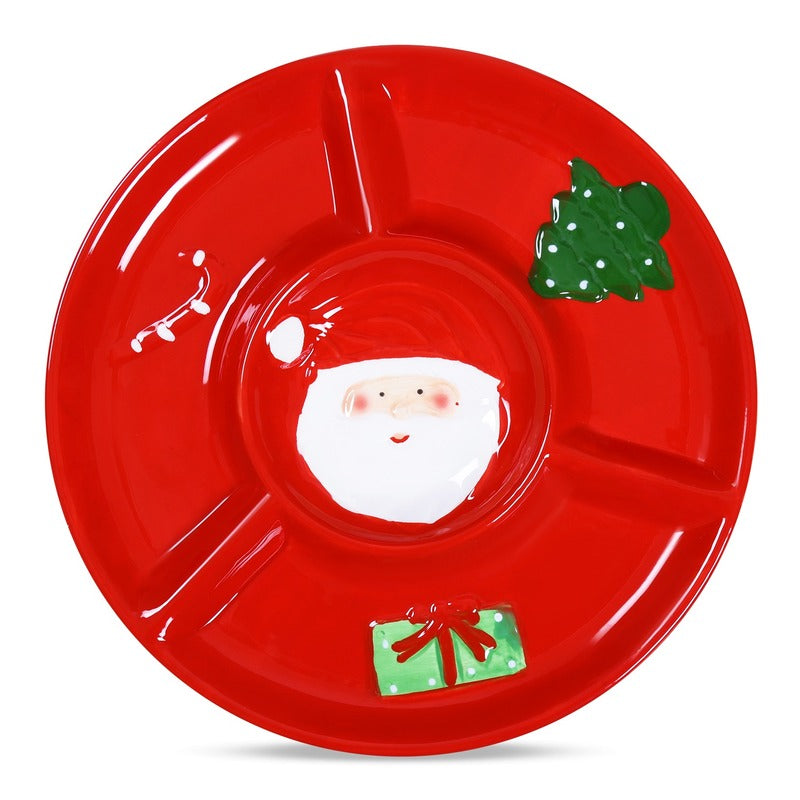 Round Christmas Ceramic Serving Platter Default Title