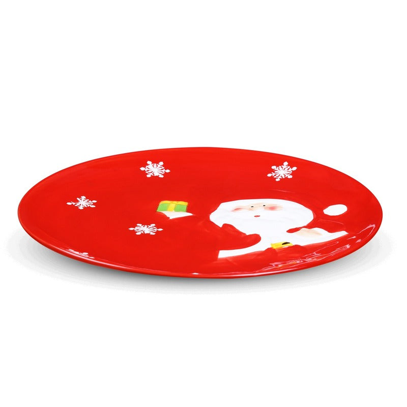 Round Santa Claus Ceramic Plate Default Title