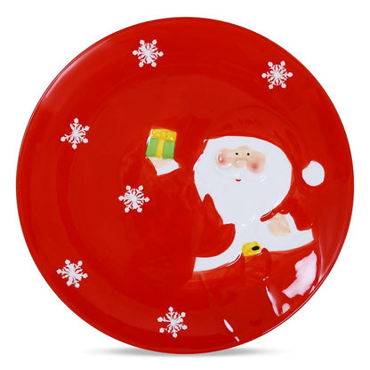 Round Santa Claus Ceramic Plate Default Title