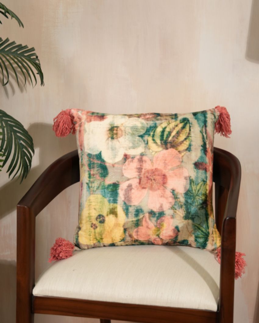 Opulent Flora Velvet Cushion Cover 16 x 16 Inhces