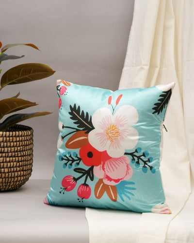 Floral Bliss Aqua Cushion | 16 x 16 inches