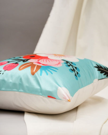 Floral Bliss Aqua Cushion | 16 x 16 inches