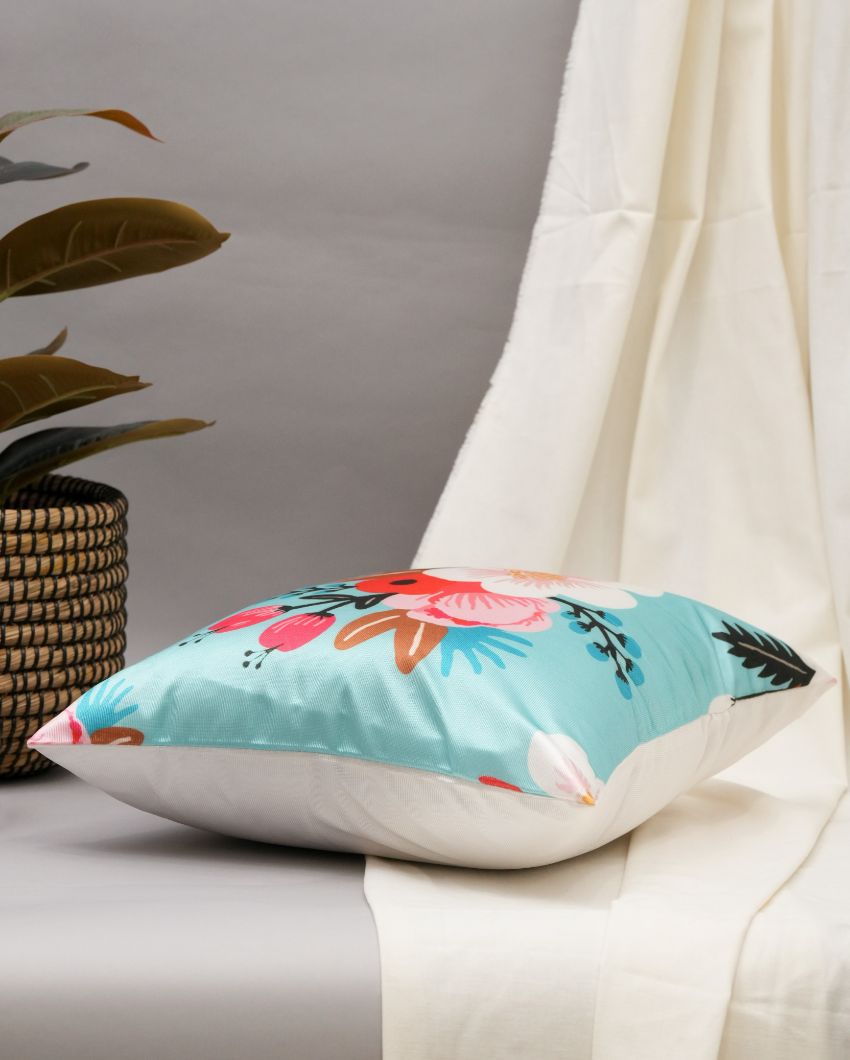 Floral Bliss Aqua Cushion | 16 x 16 inches