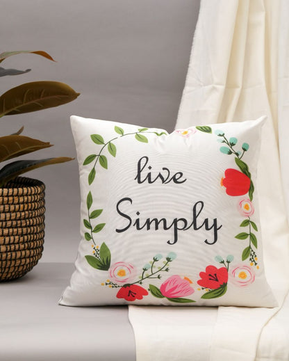 Live Simply Floral Cushion Cover | 16 x 16 inches