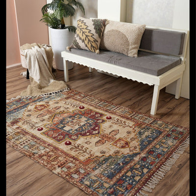 Radiant Reverie Handloom Cotton Embroidered Rug