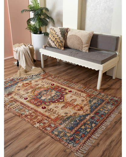 Radiant Reverie Handloom Cotton Embroidered Rug