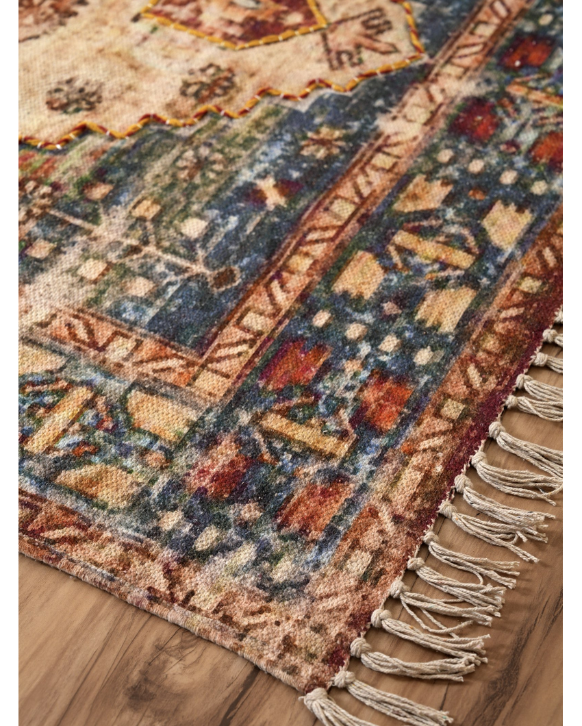 Radiant Reverie Handloom Cotton Embroidered Rug