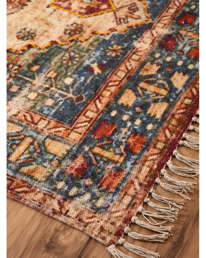 Radiant Reverie Handloom Cotton Embroidered Rug