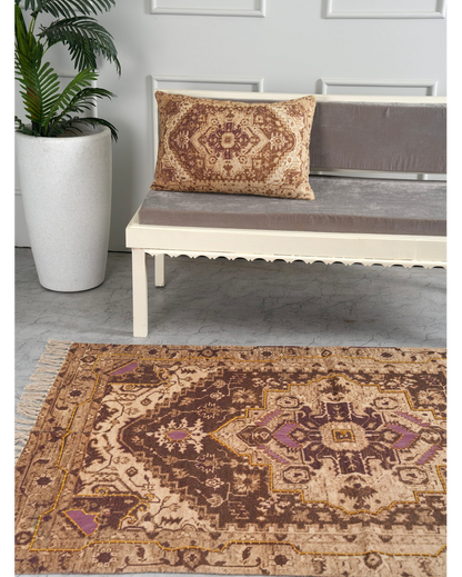 Earthy Elegance Handloom Cotton Embroidered Rug