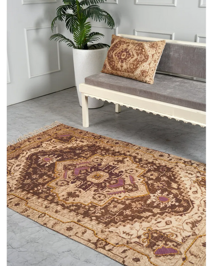 Earthy Elegance Handloom Cotton Embroidered Rug