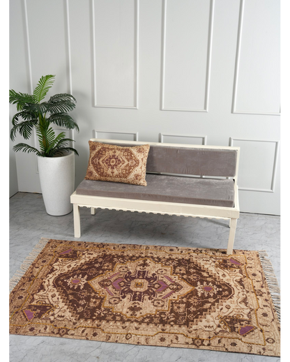 Earthy Elegance Handloom Cotton Embroidered Rug