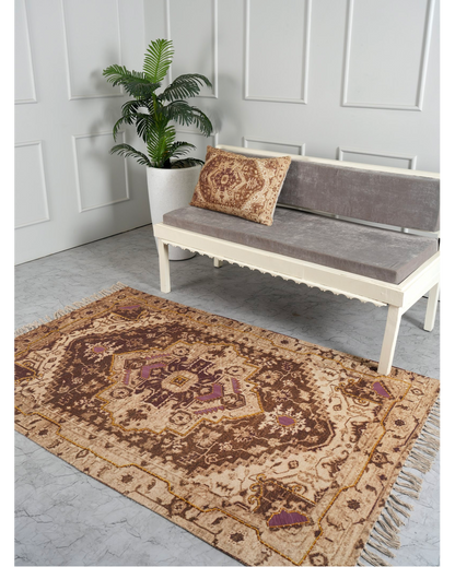 Earthy Elegance Handloom Cotton Embroidered Rug