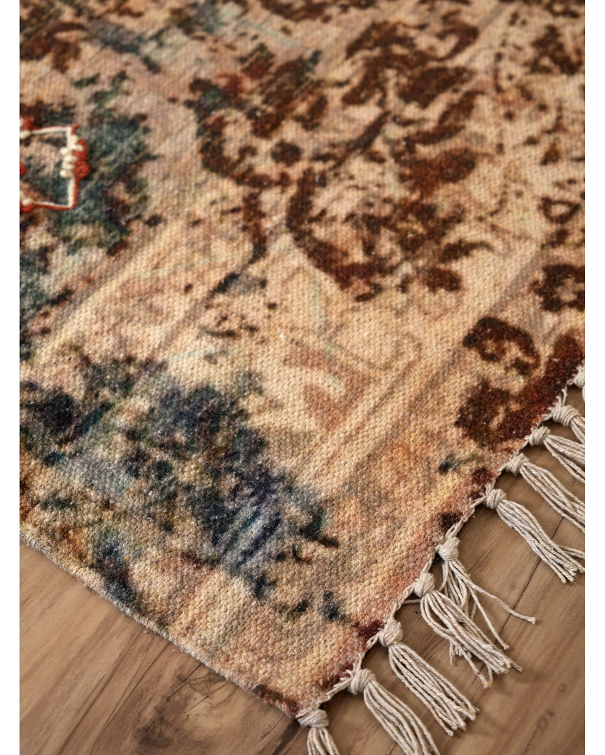 Burst Handloom Cotton Embroidered Rug