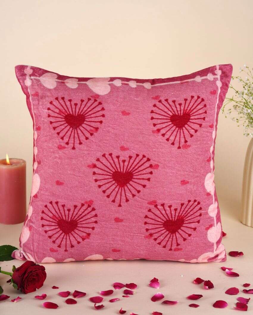 Love Embrace Cotton Velvet Cushion Cover | 12 x 12 inches , 16 x 16 inches , 18 x 18 inches , 20 x 20 inches