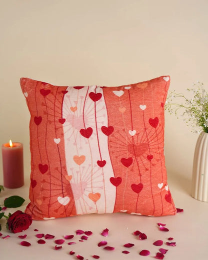 Embracing Love Cotton Velvet Cushion Cover | 12 x 12 inches , 16 x 16 inches , 18 x 18 inches , 20 x 20 inches