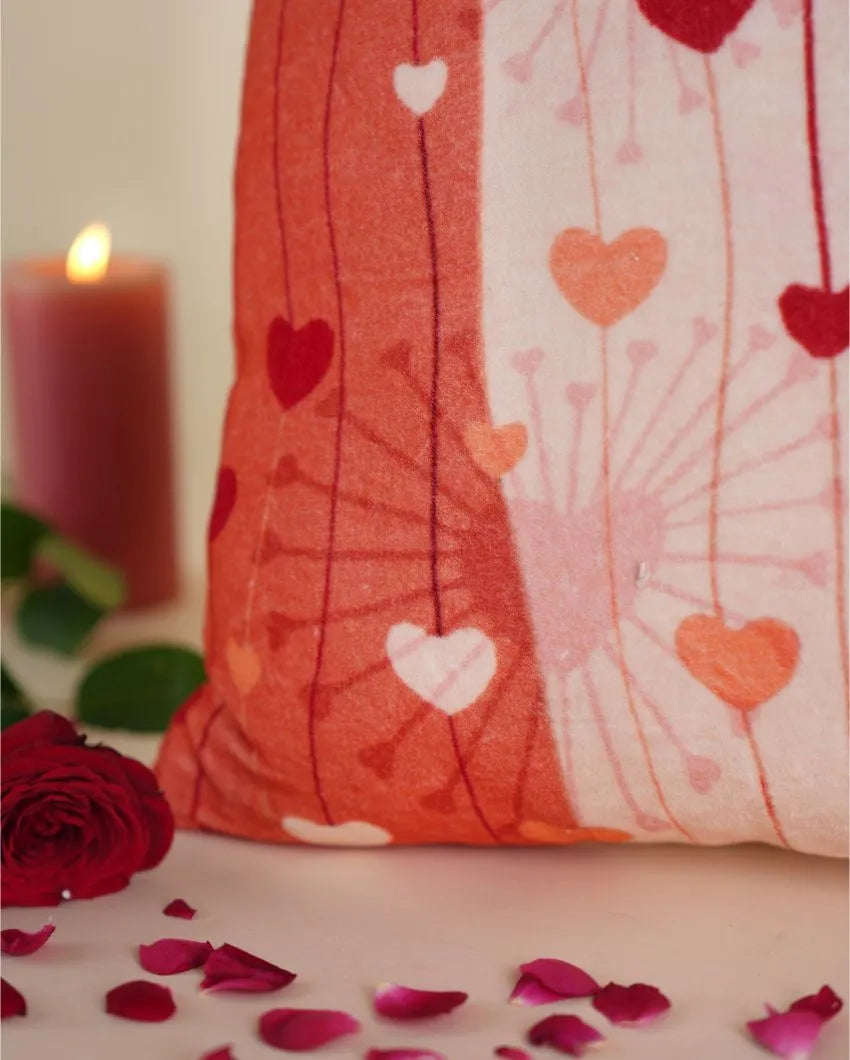 Embracing Love Cotton Velvet Cushion Cover | 12 x 12 inches , 16 x 16 inches , 18 x 18 inches , 20 x 20 inches