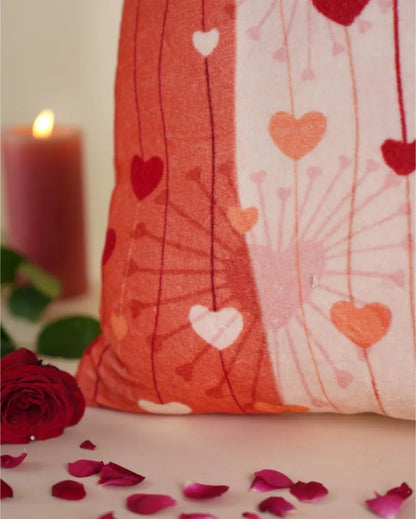 Embracing Love Cotton Velvet Cushion Cover | 12 x 12 inches , 16 x 16 inches , 18 x 18 inches , 20 x 20 inches