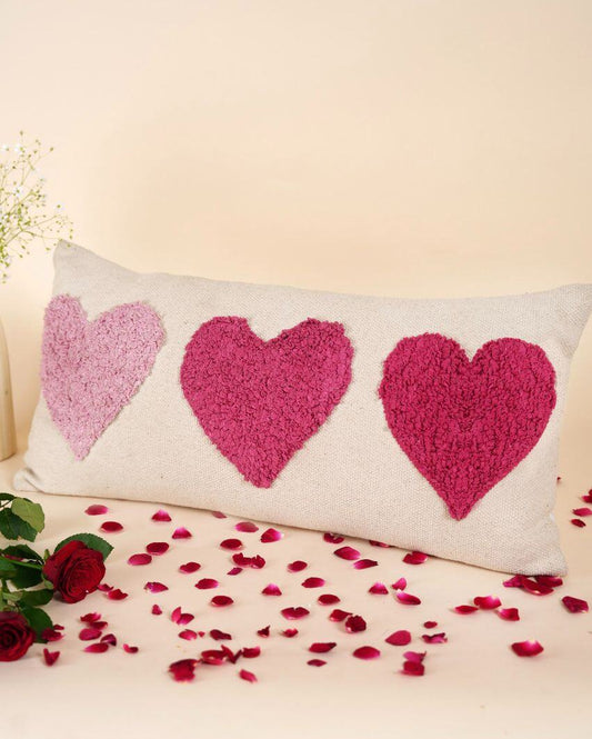Sweetheart Serenade Handloom Cotton Cushion Cover | 27 x 15 inches