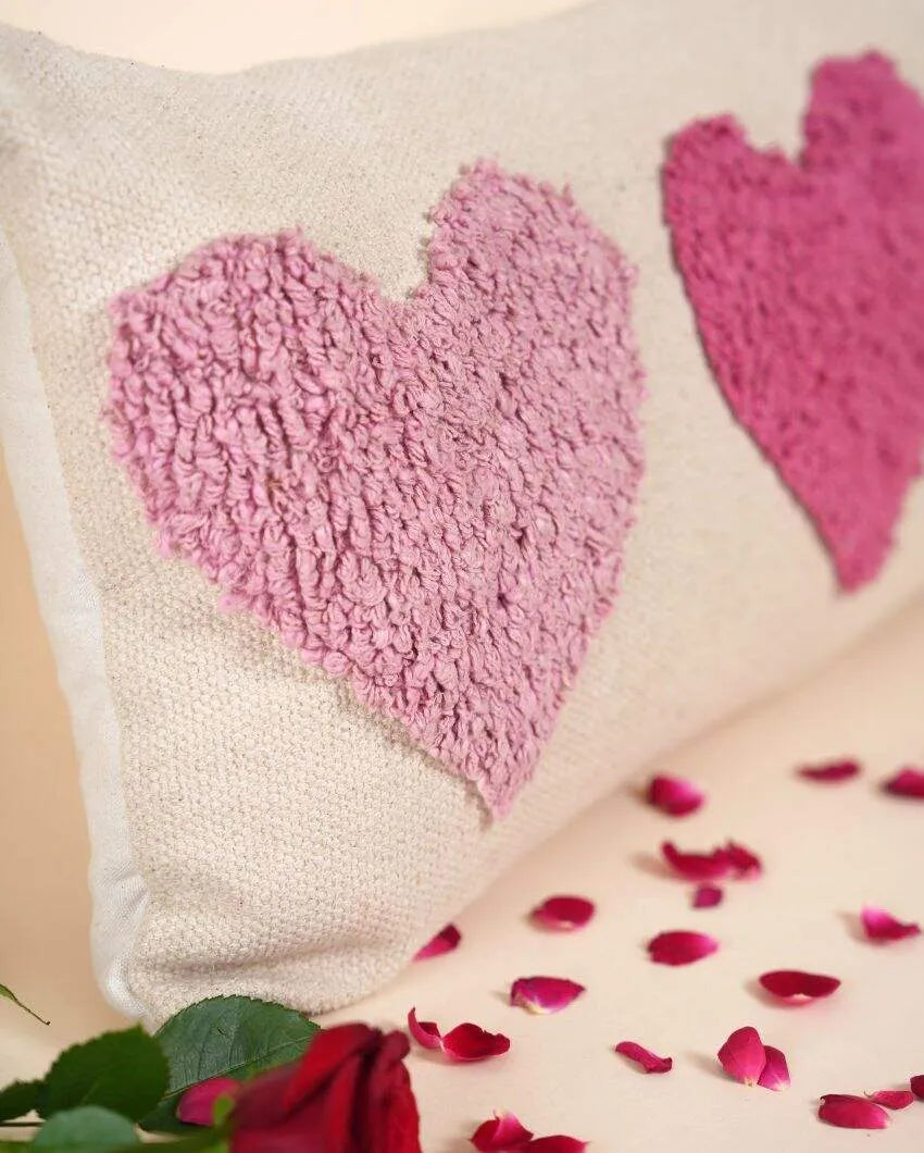 Sweetheart Serenade Handloom Cotton Cushion Cover | 27 x 15 inches