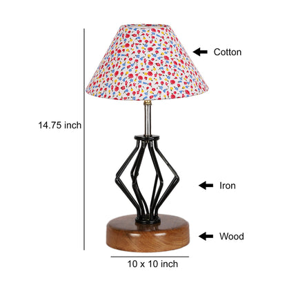 Lively and Playful Colorful Multicolor Metal & Wood Table Lamp with Shade Without Bulb | 10 x 15 inches