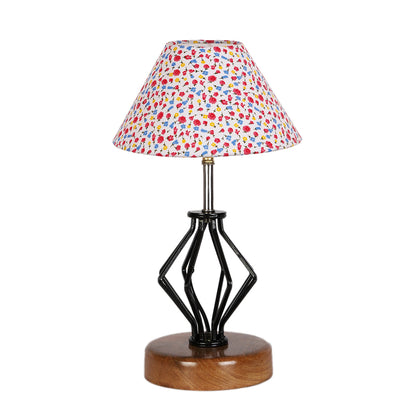 Lively and Playful Colorful Multicolor Metal & Wood Table Lamp with Shade Without Bulb | 10 x 15 inches