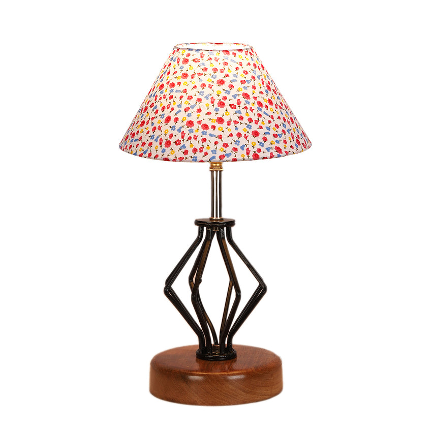 Lively and Playful Colorful Multicolor Metal & Wood Table Lamp with Shade Without Bulb | 10 x 15 inches