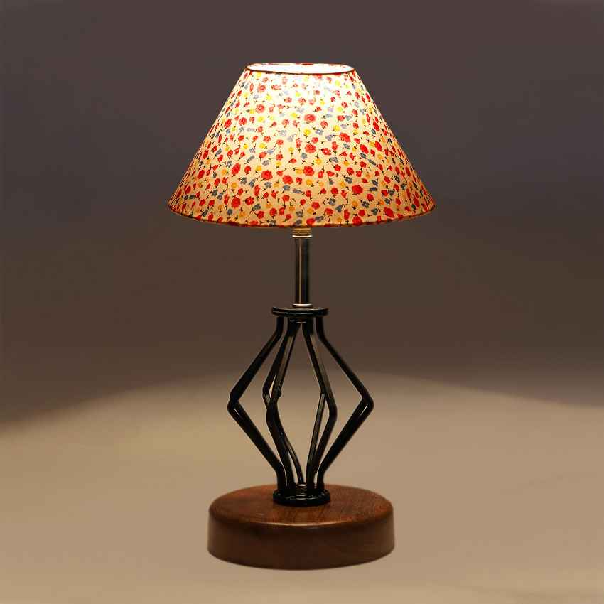 Lively and Playful Colorful Multicolor Metal & Wood Table Lamp with Shade Without Bulb | 10 x 15 inches