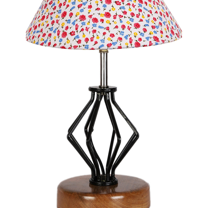 Lively and Playful Colorful Multicolor Metal & Wood Table Lamp with Shade Without Bulb | 10 x 15 inches