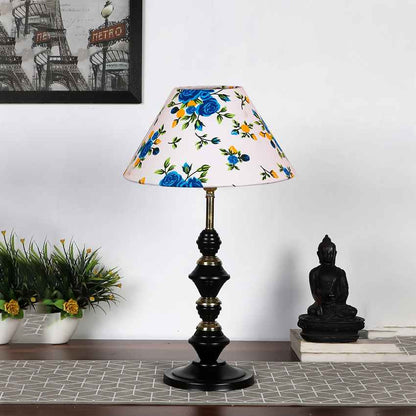 Playful Radiant Multicolor Wood & Glass Table Lamp with Shade Without Bulb | 10 x 17 inches