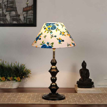 Playful Radiant Multicolor Wood & Glass Table Lamp with Shade Without Bulb | 10 x 17 inches
