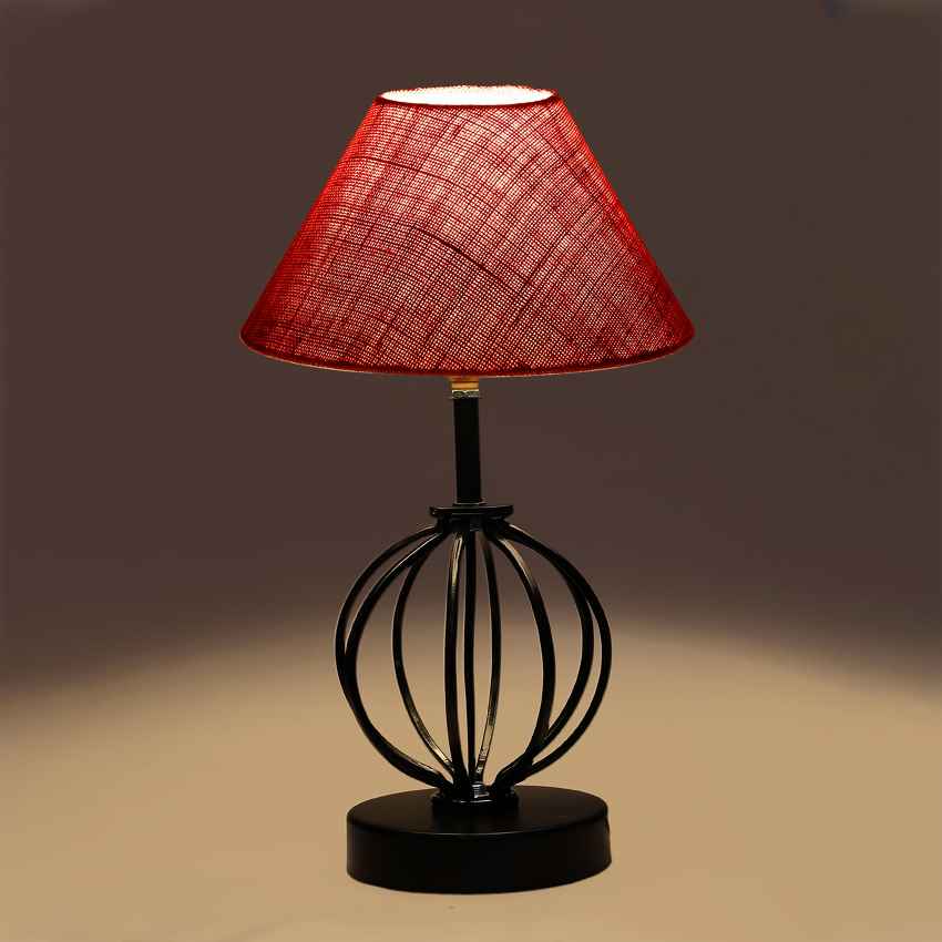 Pretty Blossom Pink Metal & Wood Table Lamp with Shade Without Bulb | 10 x 15 inches